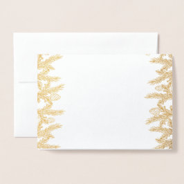 Tarjeta Con Relieve Metalizado Tipografía de la Real Gold JOYEUX NOËL Pine Snowfl