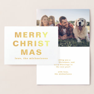 Tarjeta Con Relieve Metalizado Tipografía navideña Feliz con Navidades fotográfic