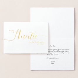 Tarjeta Con Relieve Metalizado To My Auntie on My Wedding Day Elegant Script