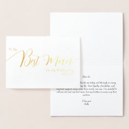 Tarjeta Con Relieve Metalizado To My Best Man on My Wedding Day Elegant Script