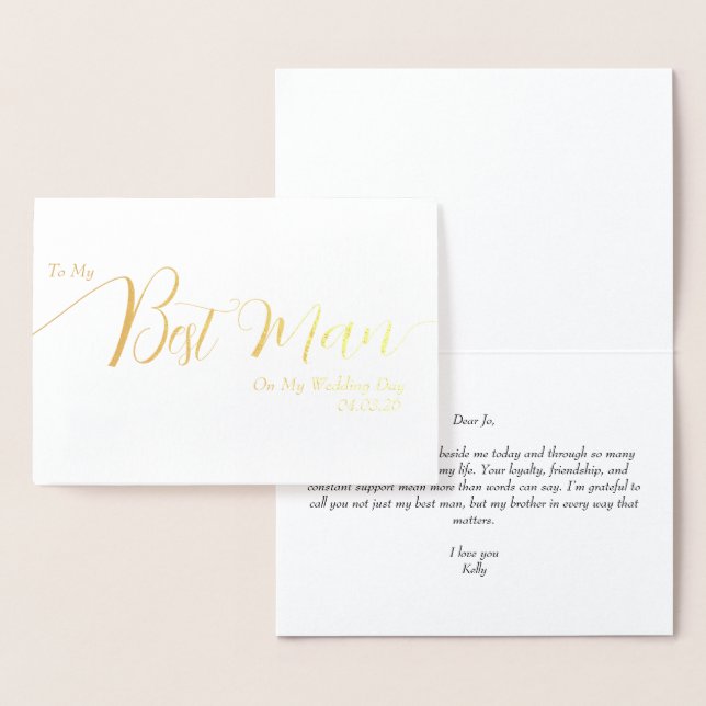 Tarjeta Con Relieve Metalizado To My Best Man on My Wedding Day Elegant Script (Demostración)