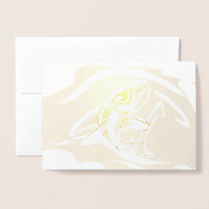 Tarjeta Con Relieve Metalizado Toothy Grinning Shark Relieve metalizado Card