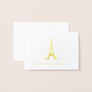 Tarjeta Con Relieve Metalizado Torre Eiffel de París   Boda