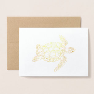 Tarjeta Con Relieve Metalizado Tortuga marina 