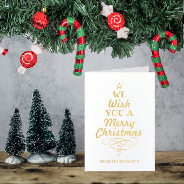 Tarjeta Con Relieve Metalizado Trendy Typography Christmas Tree Holiday (Subido por el creador)