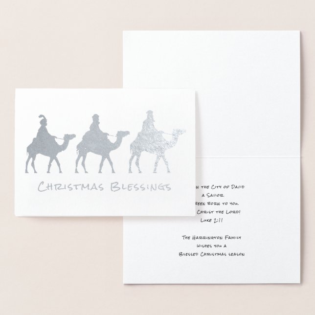 Tarjeta Con Relieve Metalizado Tres hombres sabios Magi Navidades bendiciendo tar (Demostración)