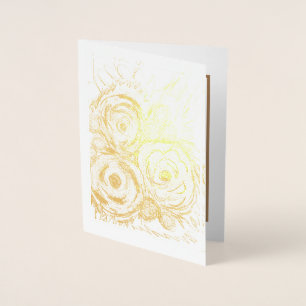 Tarjeta Con Relieve Metalizado Tres Rosas