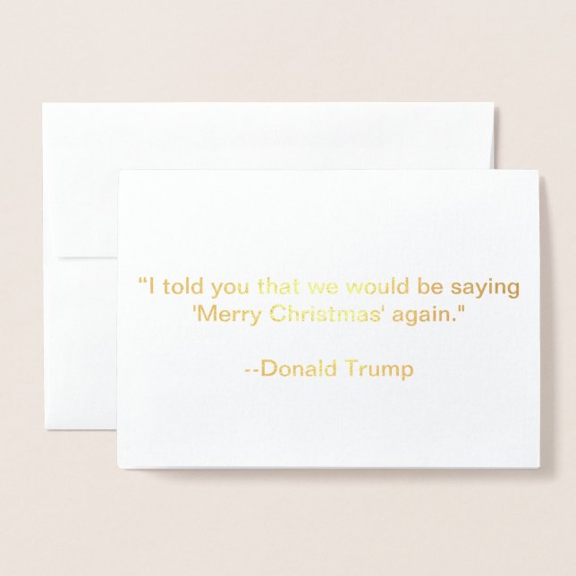 Tarjeta Con Relieve Metalizado Trump: diciendo Feliz Navidad de nuevo. (Anverso con sobre)