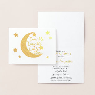 Tarjeta Con Relieve Metalizado Twinkle Twinkle Little Star Baby Shower