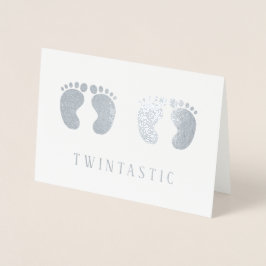 Tarjeta Con Relieve Metalizado Twintastic Funny Silver