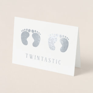 Tarjeta Con Relieve Metalizado Twintastic Funny Silver