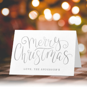 Tarjeta Con Relieve Metalizado Typografía de moda Feliz Navidad