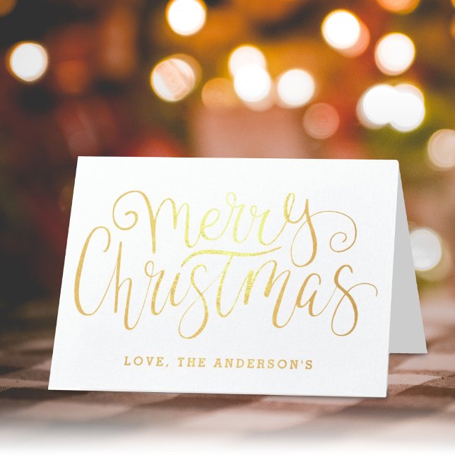Tarjeta Con Relieve Metalizado Typografía de moda Feliz Navidad (Subido por el creador)