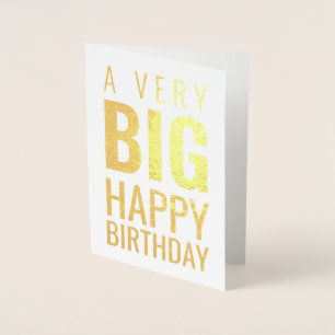 Tarjeta Con Relieve Metalizado Un feliz cumpleaños muy grande moderno