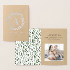 Tarjeta Con Relieve Metalizado Una acuarela fue un monograma fotográfico