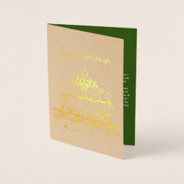 Tarjeta Con Relieve Metalizado Una lámpara de Hanukkah en Baghdadi