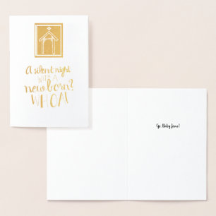 Tarjeta Con Relieve Metalizado "Una noche silenciosa con un recién nacido?"