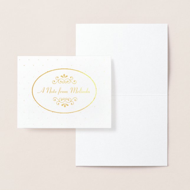 Tarjeta Con Relieve Metalizado "Una nota de" Notecard, Relieve metalizado dorado  (Demostración)