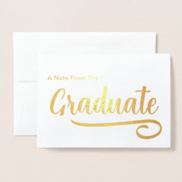 Tarjeta Con Relieve Metalizado Una nota del graduado de oro
