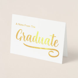 Tarjeta Con Relieve Metalizado Una nota del graduado de oro