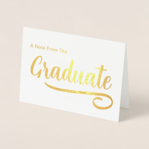 Tarjeta Con Relieve Metalizado Una nota del graduado de oro