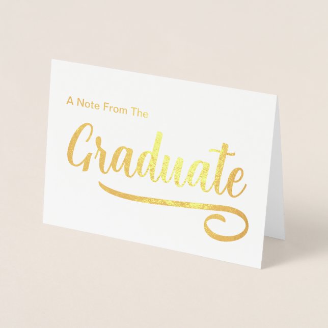 Tarjeta Con Relieve Metalizado Una Nota Del Graduado Gracias (Anverso)
