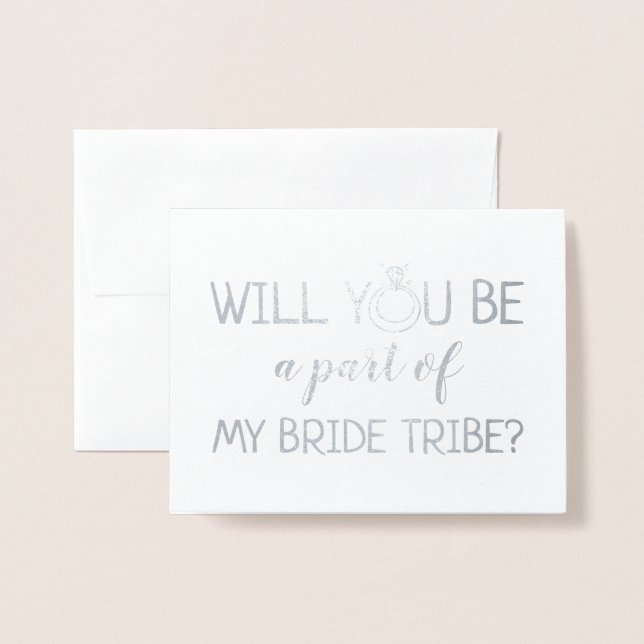 Tarjeta Con Relieve Metalizado Una parte de mi tribu novia | Funny Bridesmaid (Anverso con sobre)
