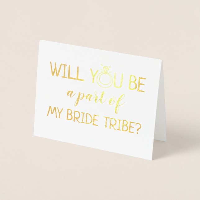 Tarjeta Con Relieve Metalizado Una parte de mi tribu novia | Funny Bridesmaid (Anverso)
