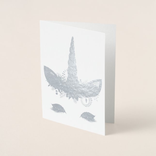 Tarjeta Con Relieve Metalizado Unicornio de bonito (Anverso)