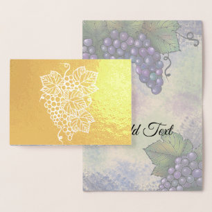 Tarjeta Con Relieve Metalizado Uvas en la Vid   Fruta Hermosa