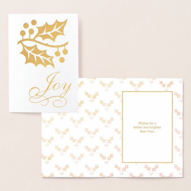 Tarjeta Con Relieve Metalizado Vacaciones de los Navidades de Golden Holly y Joy (Demostración)