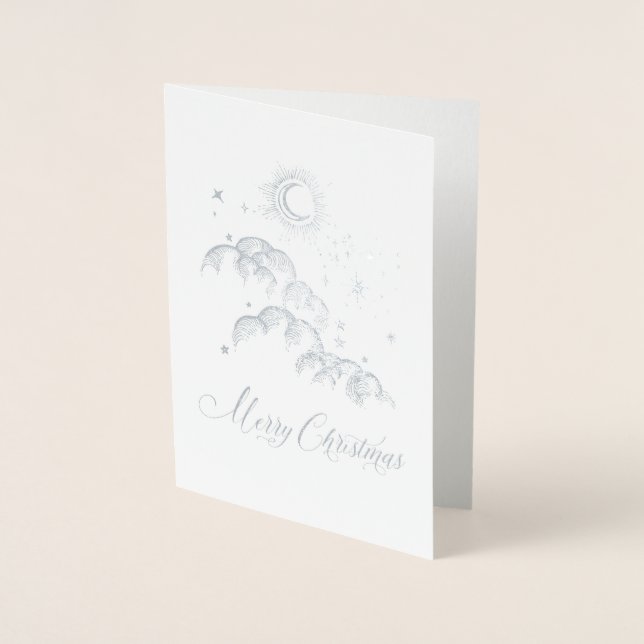 Tarjeta Con Relieve Metalizado Vacaciones nocturnas de Navidades Starry (Anverso)