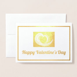 Tarjeta Con Relieve Metalizado Valentine Swirl Arte Fractal Heart Gold y Purple