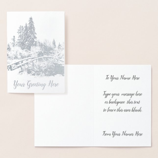 Tarjeta Con Relieve Metalizado Vancouver Wineting Cards Personalizado Silver (Demostración)