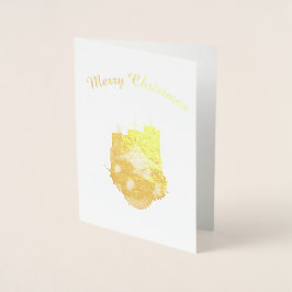 Tarjeta Con Relieve Metalizado Velas y Adornos de Feliz Navidad