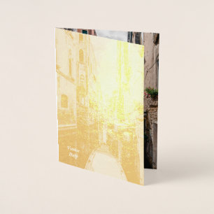 Tarjeta Con Relieve Metalizado Venecia Italia La Ciudad Flotante