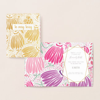 Tarjeta Con Relieve Metalizado Verdadero error de simpatía floral por el Relieve