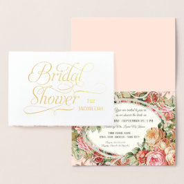 Tarjeta Con Relieve Metalizado Verdadero Relieve metalizado dorado Bridal Shower 