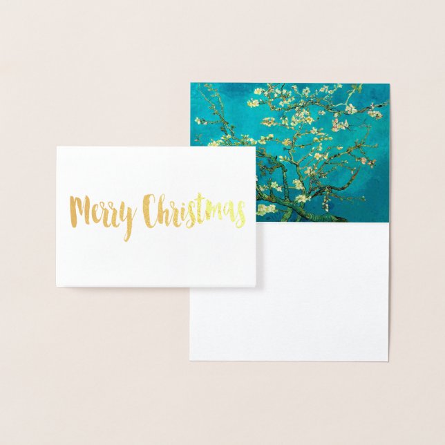 Tarjeta Con Relieve Metalizado Vincent Van Gogh Blossoming Almond Tree Floral Art (Demostración)