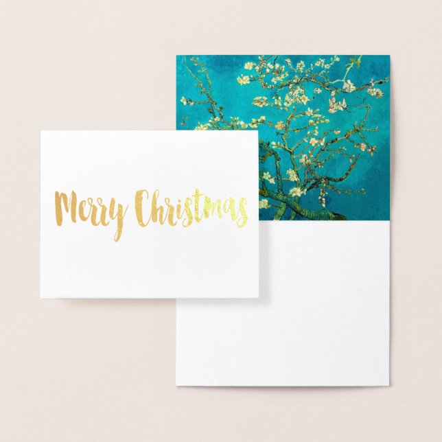 Tarjeta Con Relieve Metalizado Vincent Van Gogh Blossoming Almond Tree Floral Art (Demostración)