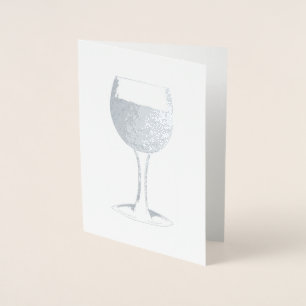 Tarjeta Con Relieve Metalizado Vino metálico Dastante Vidrio Bebida Trébol