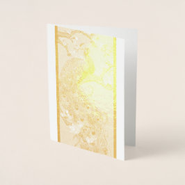 Tarjeta Con Relieve Metalizado Vintage Indian Blue Peacock Holiday Card