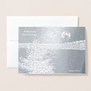 Tarjeta Con Relieve Metalizado Walden Pond: Saludos de Yuletide-