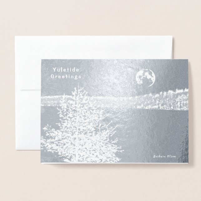 Tarjeta Con Relieve Metalizado Walden Pond: Saludos de Yuletide- (Anverso con sobre)