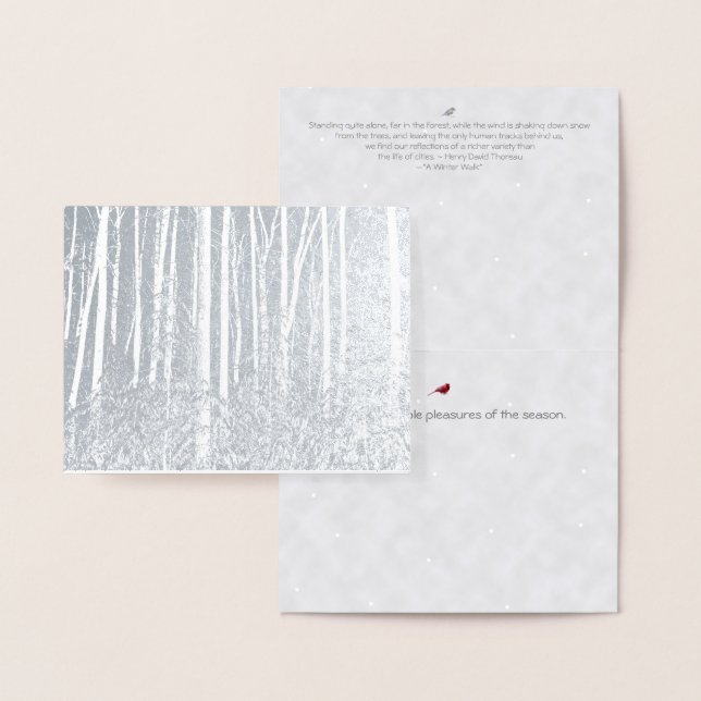 Tarjeta Con Relieve Metalizado Walden Pond/Woods: vacaciones de Yuletide- (Demostración)