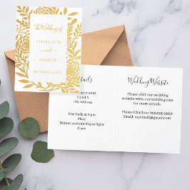 Tarjeta Con Relieve Metalizado Wedding gold botanical website details luxury