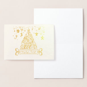 Tarjeta Con Relieve Metalizado Wesołych Świąt