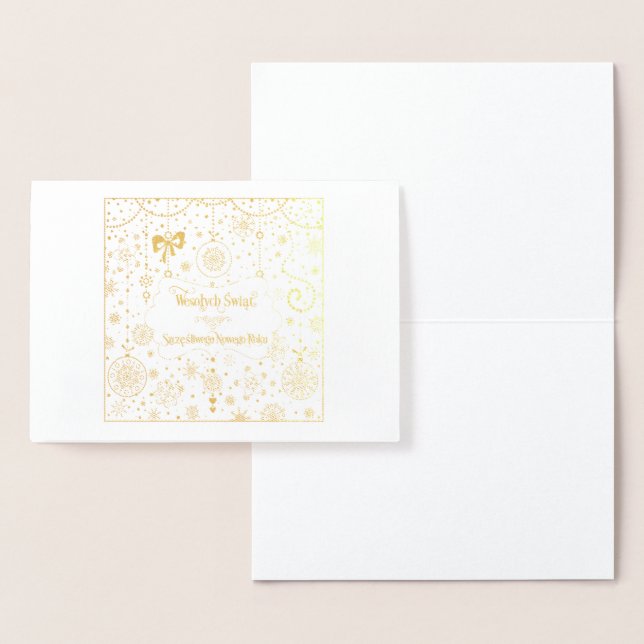 Tarjeta Con Relieve Metalizado Wesołych Świąt i Szczęśliwego Nowego Roku (Demostración)