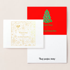 Tarjeta Con Relieve Metalizado Wesołych Świąt i Szczęśliwego Nowego Roku