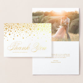 Tarjeta Con Relieve Metalizado Whimsical Confetti Dots Photo Boda Gracias